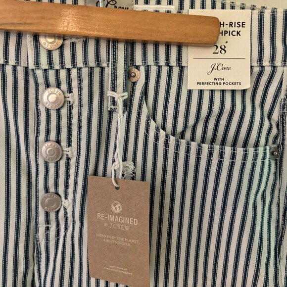 Adorable NEW JCREW toothpick highrise striped jeans 28" waist! - Picture 2 of 3